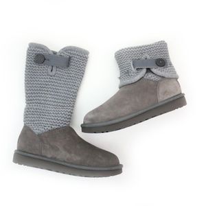 UGG Shaina Sweater Knit Charcoal Slouch Boots NEW!